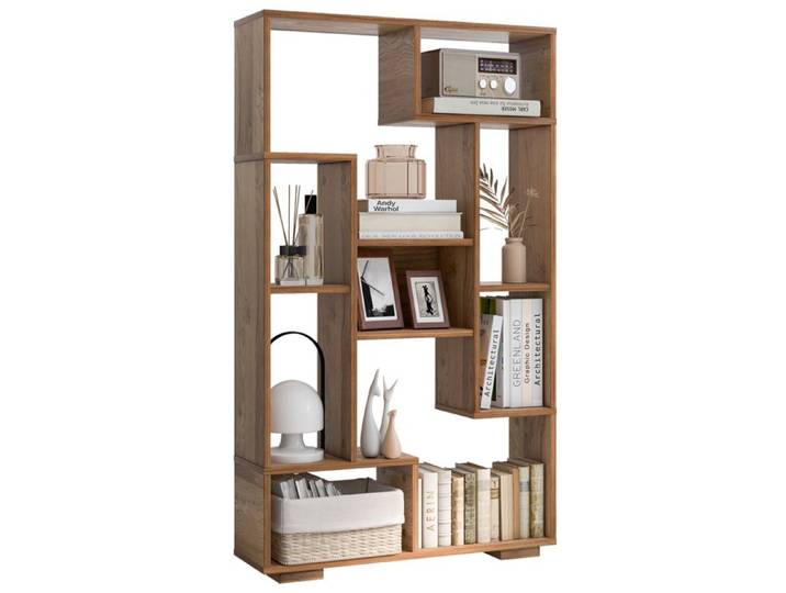 GOPLUS Bibliothèque Salon 70x20x120CM-Plusieurs Etagères Bacs Cubes Ouvertes pour Salon/Bureau Charge 15+10KG Naturel