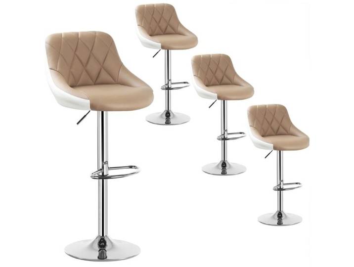 WOLTU 4x Tabourets de bar design 2 couleurs siege en cuir artificiel Tabourets de cuisine hauteur réglable Kaki+Blanc