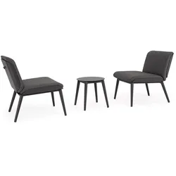 Balkon-Set Isabela aus Aluminium und Teak, modern gepolstert, anthrazit, Outdoor geeignet