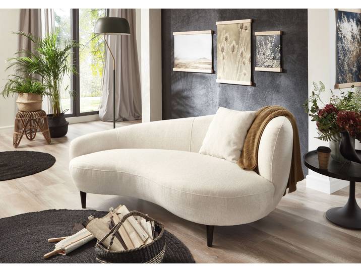 Chaiselongue GOODPRODUCT Olivia , beige (creme), B:176cm H:76cm T:97cm, 100% PP, Sofas, Chaiselongue, Nierenform-Sofa mit Zierkissen im Originalbezug