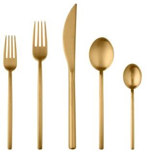 Mepra Due Ice Oro 5-piece PVD Titanium Coated Stainless Steel Flatware Set