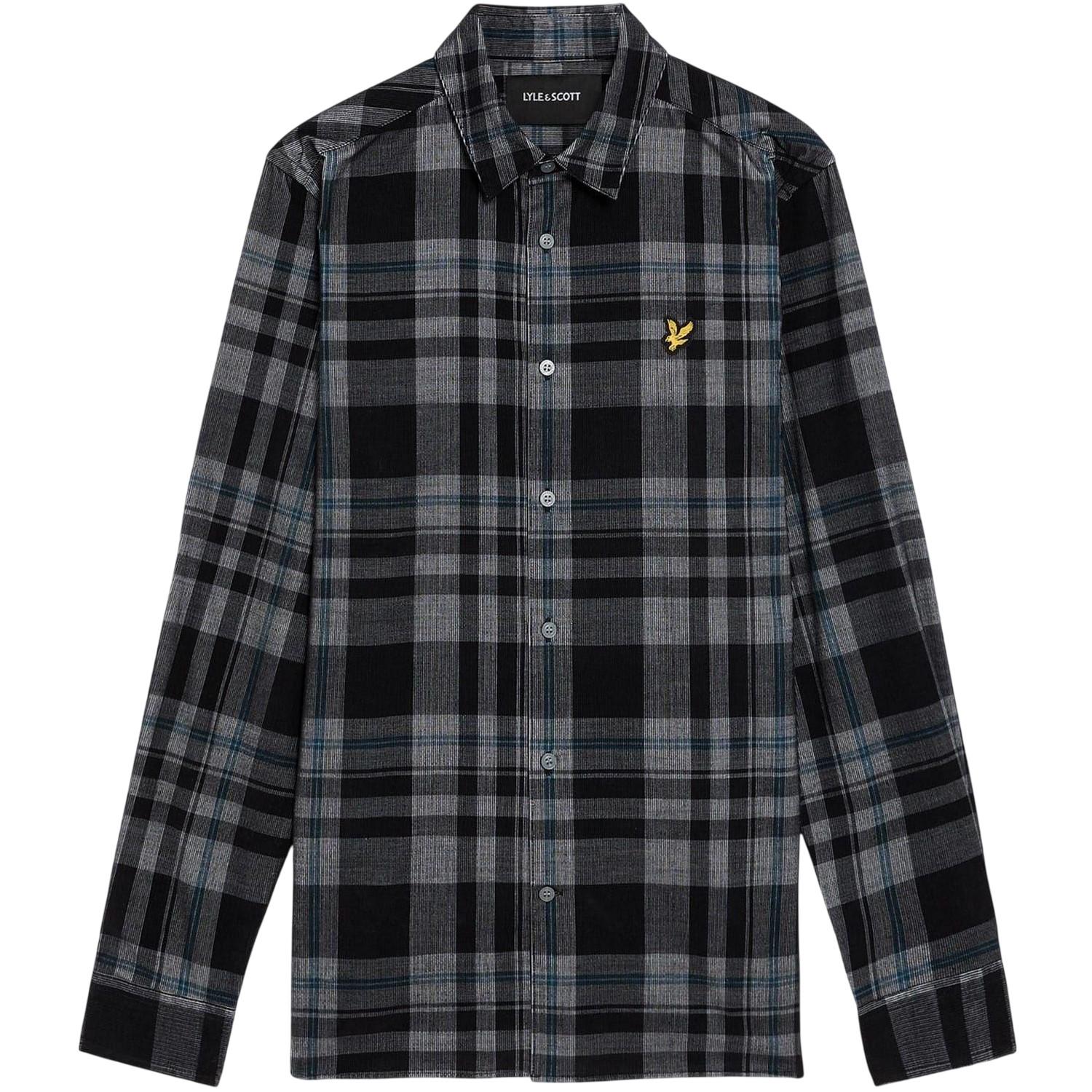 Lyle & Scott - Hemd für Herren, Mit Schnur, Langärmlig (Samtschwarz/Weiß)