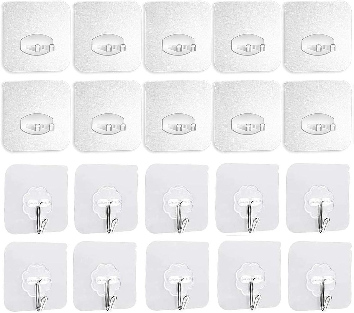 20 Zelfklevende transparante handdoekhaakjes voor keuken, badkamer en plafondbevestiging