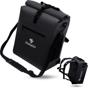 Radgeist Gepäckträgertasche RG-BP-BL-01, schwarz, 25 Liter, Rucksack, Umhängetasche, wasserdicht, reflektierend