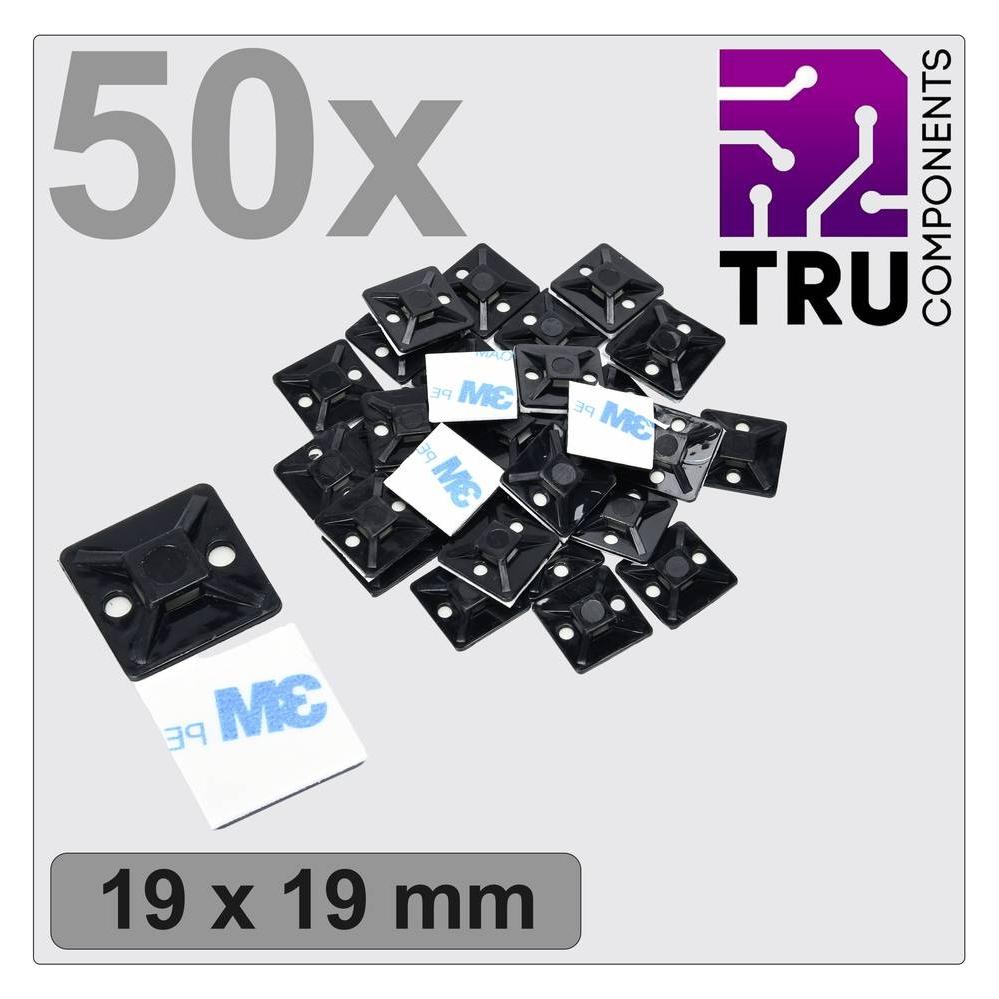 Tru Components T24CA066 Befestigungssockel selbstklebend, schraubbar TC-12888536 (19 mm, 50 Stk.) (TC-12888536)