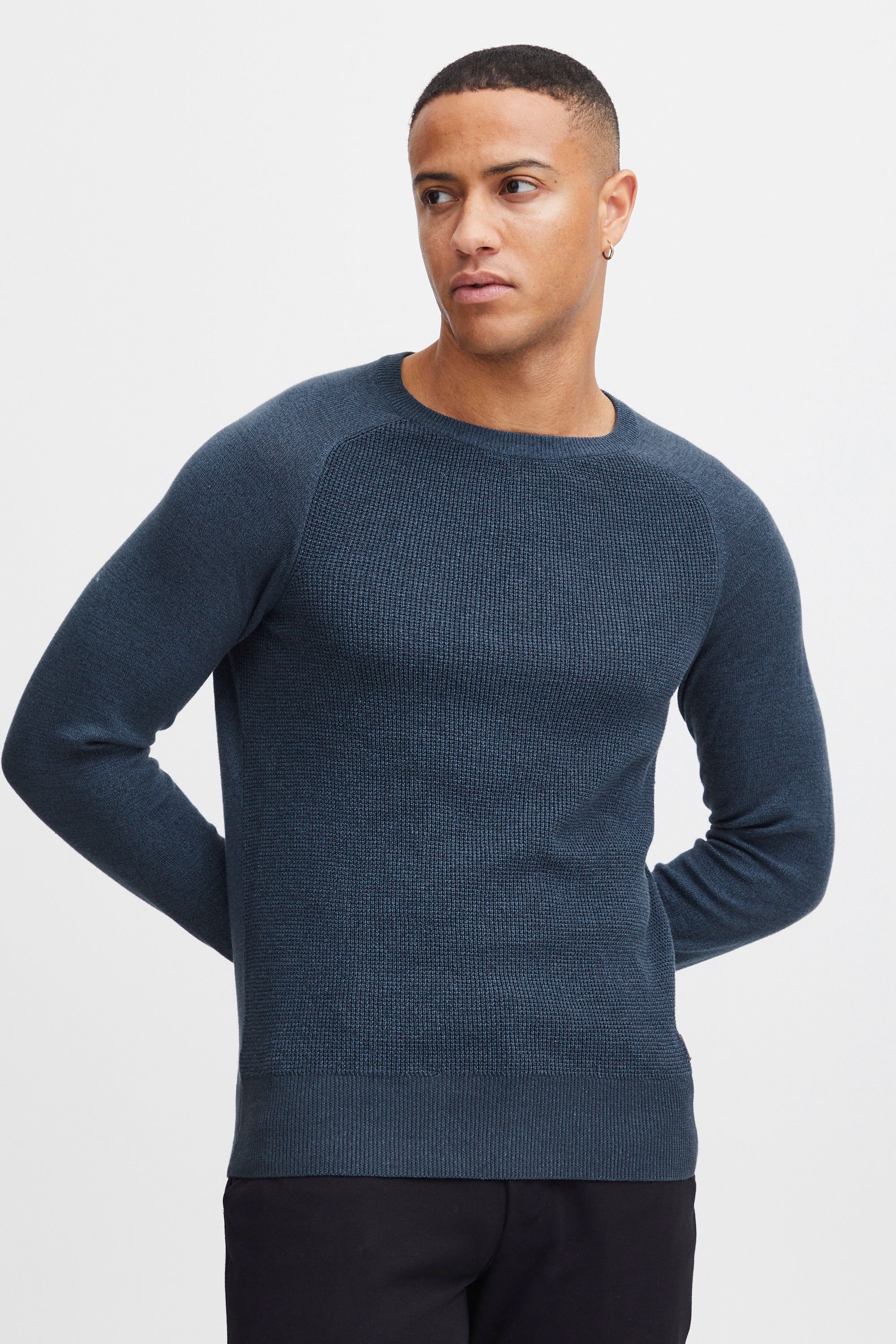 Rundhalspullover BLEND "Rundhalspullover BHGandolf", Herren, Gr. XL, blau (navy), Obermaterial: 100% Baumwolle CO., Pullover Rundhalspullover
