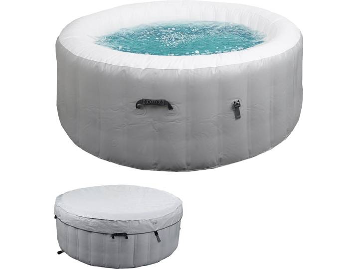 Whirlpool HWC-N97, Ersatz-Pool 4 Personen, In-/Outdoor aufblasbar PVC laminiert, rund Ø180cm grau-weiß