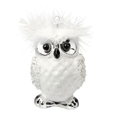 Christbaumschmuck Glas Schneeeule Vogel Federn Weihnachtskugeln Weihnachtsbaum