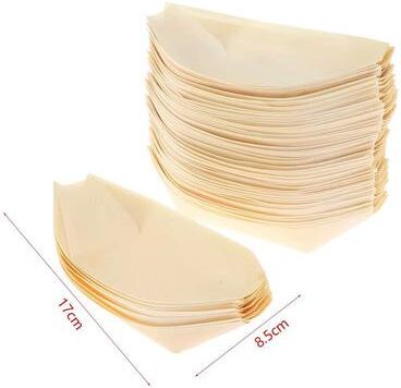 Inspired Finds 50 Piece Disposable Wooden Boat Plate Set Pine Wood Sushi Trays For Serving Snacks And Desserts 6in
