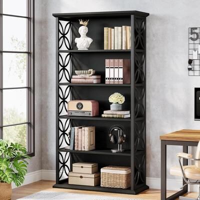 YUZHOU "6-Tier Tall Bookshelf, 71"" Industrial Bookcase"