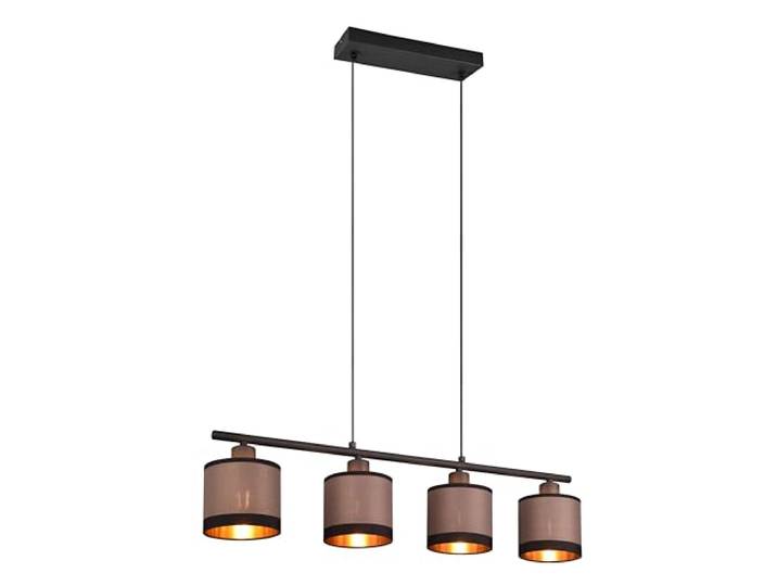 Reality Leuchten Suspension Davos R31554041\, métal noir mat\, abat-jour tissu taupe/noir/doré\, excl. 4x E14