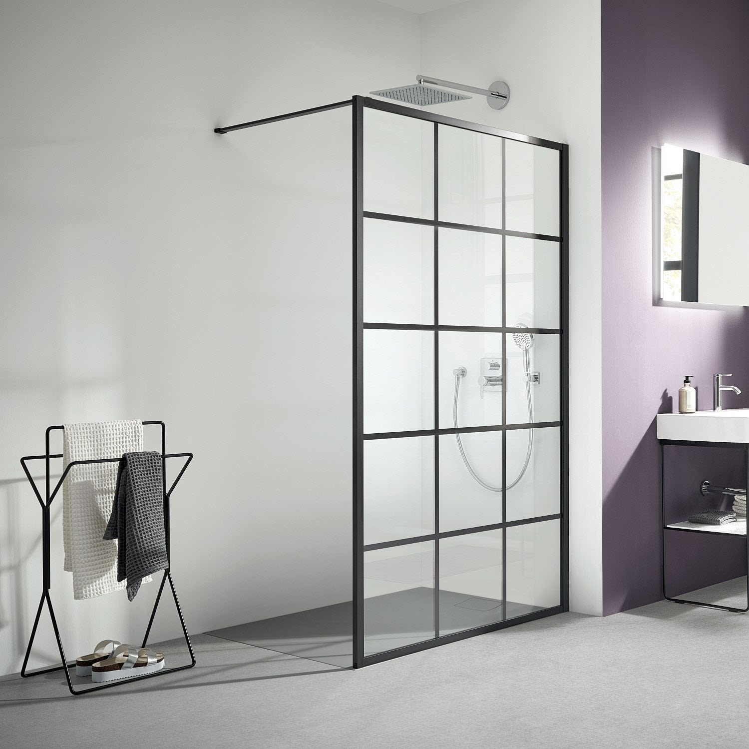 Kermi Dark Edition WALK-IN XD Print 90 x 200 cm, Duschkabinen, XDWW1090203PK,