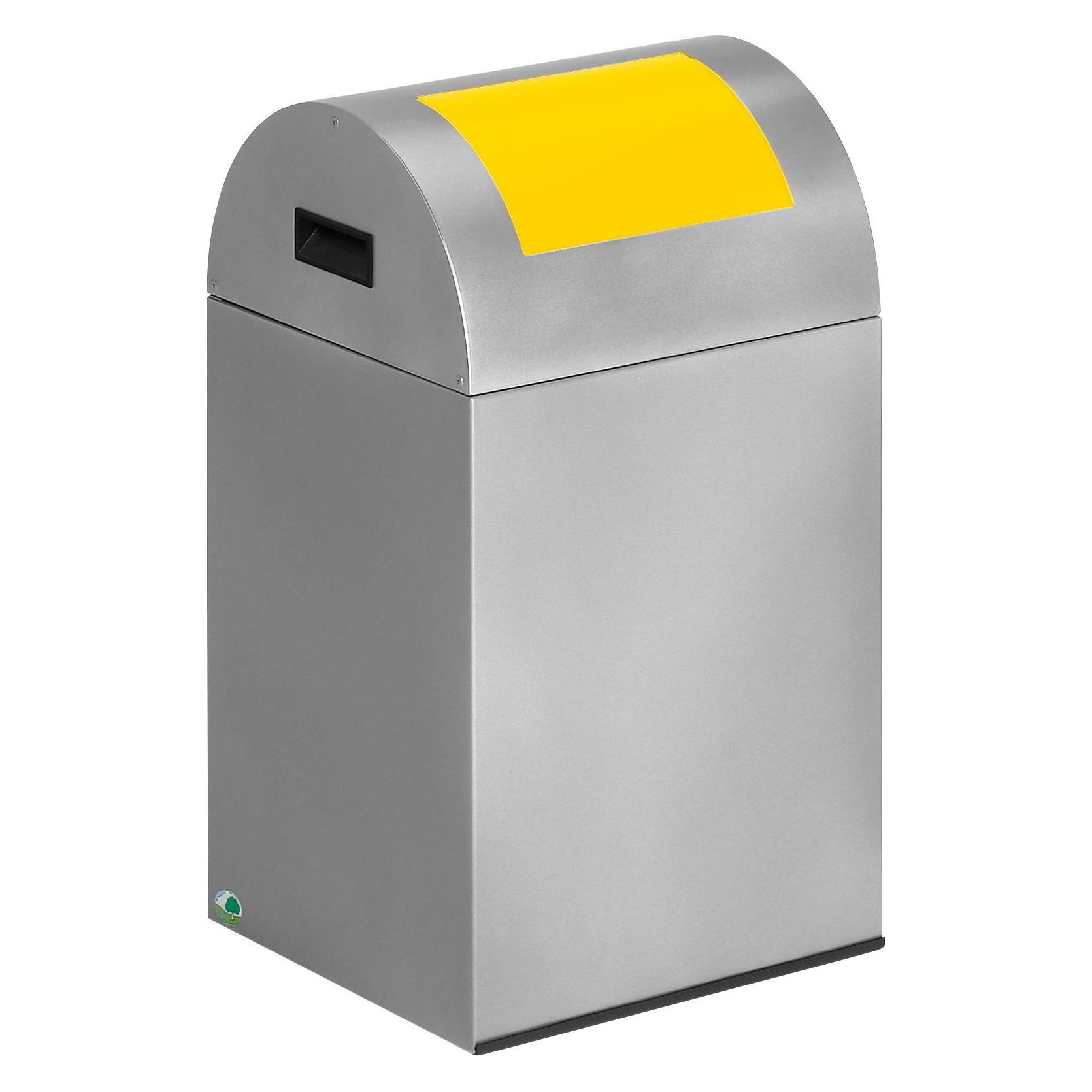 VAR Selbstlöschende Wertstoffsammler, 43 l, 320x600x320mm, silber, Klappe gelb (43 l) (21080)