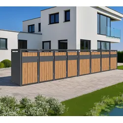 Westmann Varius 8 | Metall Mülltonnenbox 8er | 8x240 L | Holzoptik - Anthrazit