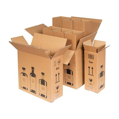 VEPATIM 5x Versandkarton für 6 Ginflaschen 326x226x278mm braun