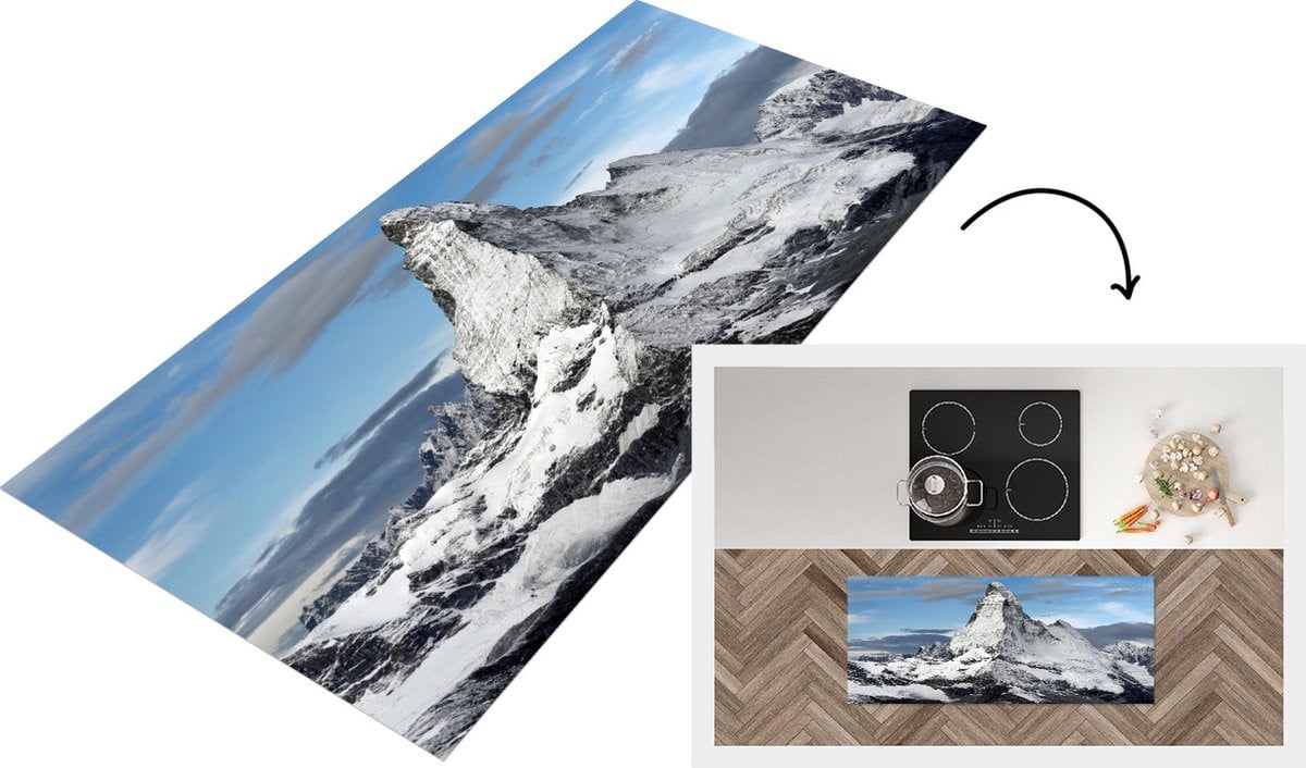 Keukenloper Wolken boven de Matterhorn in Zwitserland - Vinyl - 120 x 50 cm