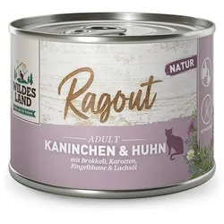 Wildes Land 180g Ragout Ente&Pute+Süßkartoffel Kaninchen & Huhn 12x 180g