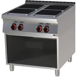 A&S polarny Elektroherd Standgerät mit Unterbau Edelstahl 4 Herdplatten 14 kw 800x900x900mm 50-300°C