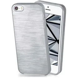 moex Brushed Case für iPhone 5 – Silikon Handyhülle, Backcover in Aluminium Optik