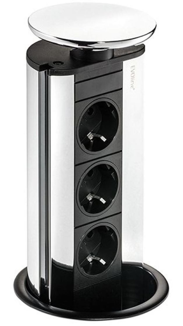 Naber Evoline Port 1 inbouwstopcontact met Schuko-stopcontact en zilverkleurige deksel