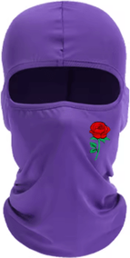 Inspire Picks Rose Print Balaclava Ski Mask Windproof Sun Resistant Face Cover For Cycling And Travel purple one Size