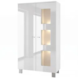 VITRINE Denjo Tür in Weiß Hochglanz