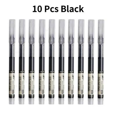 Needle Type Gel Pens, Straight Liquid Black, Blue, Red Writing Pens, School Stationery, Office Supplies, Writing Tools 10pcs Black