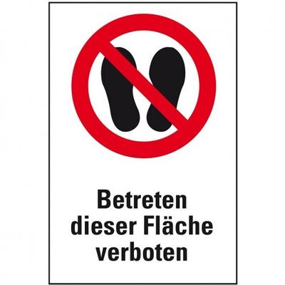 Aufkleber I Verbots-Kombischild Betreten dieser Fläche verboten, Folie, 200x300mm, ASR A1.3, DIN EN ISO 7010 P024
