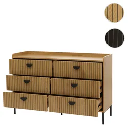 Kommode HWC-O39, Highboard Schrank, 6 Schubladen Melamin MDF 80x120x44cm ~ natur
