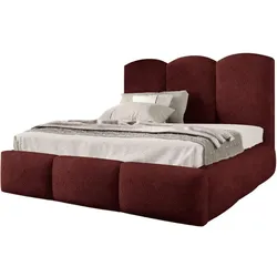 POLSTERBETT Bero, 140x200, Bouclé-Stoff, Dunkelrot