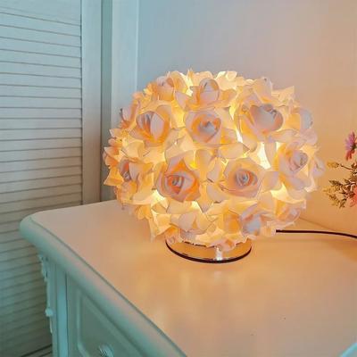 Uplift Essentials Romantic Rose Gold Crystal Flower Lamp champagne