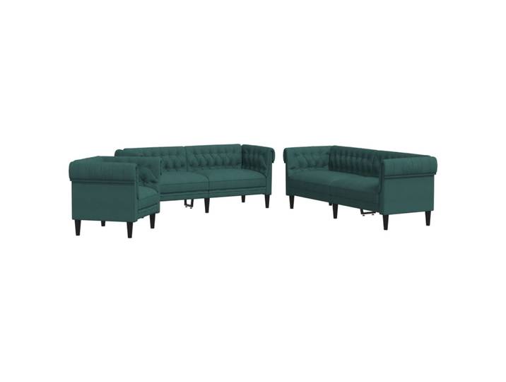 vidaXL Ensemble de canapés 3 pièces vert foncé Tissu