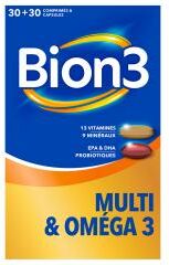 Bion 3 Multi & Oméga 3 30 Capsules + 30 Comprimés - Boîte 30 comprimés + 30 capsules