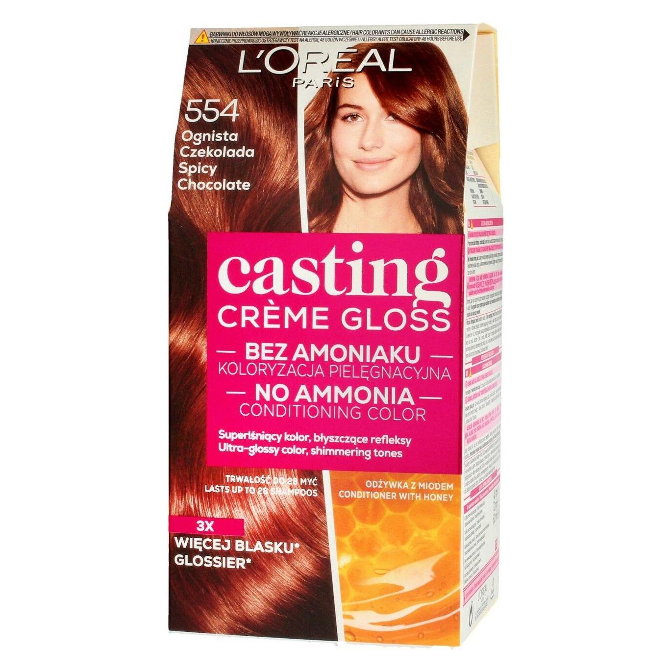 L'Oréal Paris Creme Gloss Cream coloring No.554 Fiery Chocolate (554 Fiery Chocolate) (0272637)