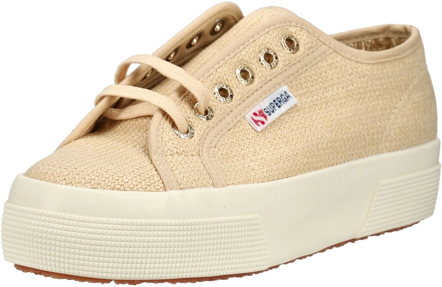 Plateausneaker SUPERGA "Superga Sneaker Textil", Damen, Gr. 37, beige, Textil, Schuhe Plateausneaker