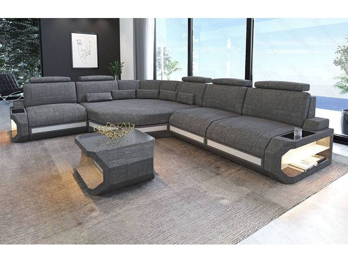 Couch Asti L-Form in Stoff