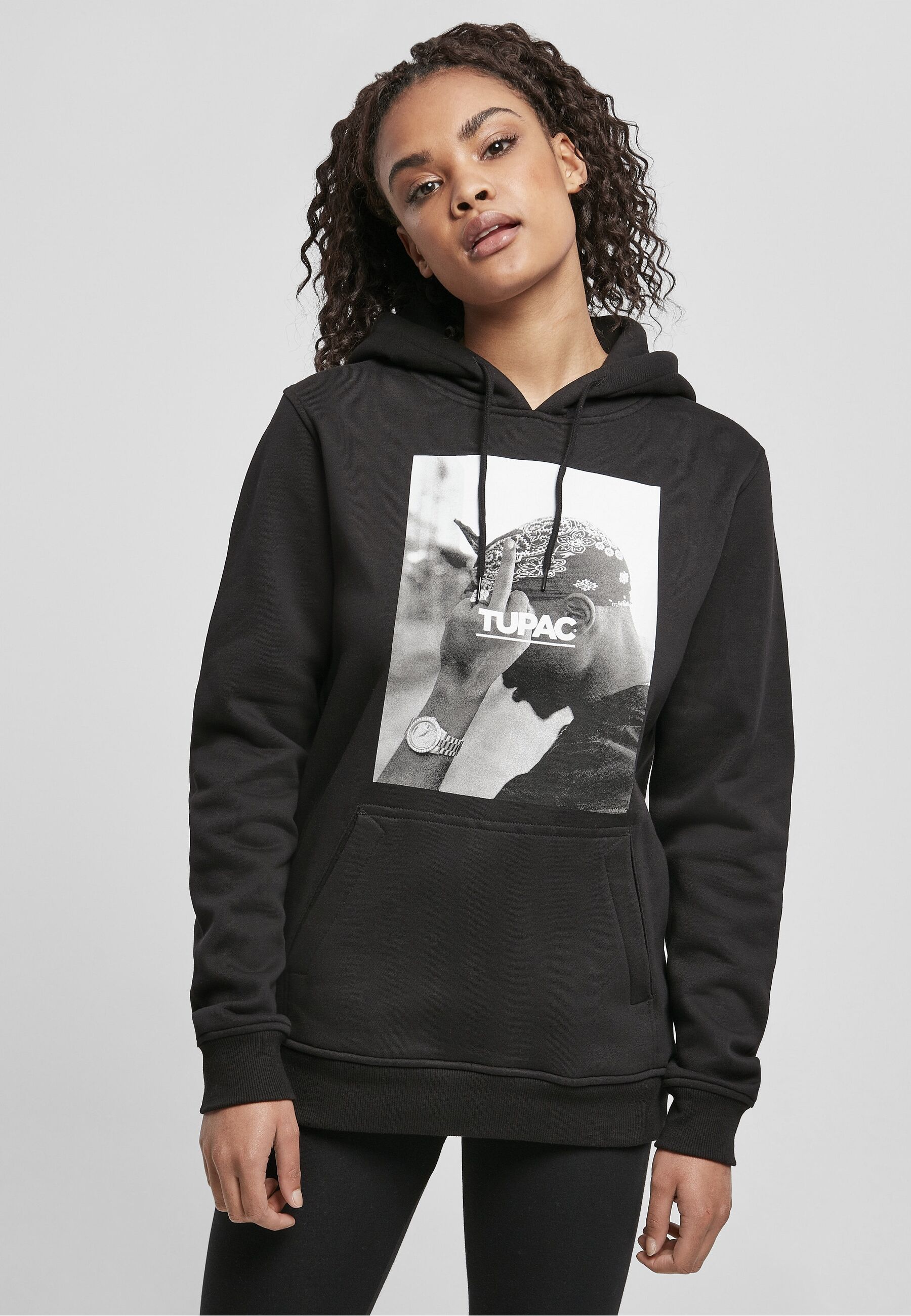 Sweatshirt MERCHCODE "Merchcode Damen Ladies 2Pac F*ck The World Hoody", Damen, Gr. XXL, schwarz, 65% Baumwolle, 35% Polyester, unifarben, Rundhals, Sweatshirts Sweatshirt
