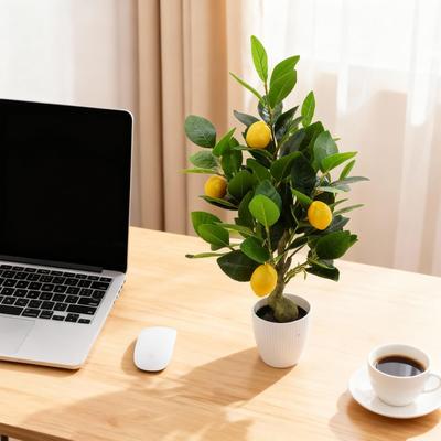 Garvee 2 Pack 20 in Artificial Lemon Tree in Frosted White Pot Plastic