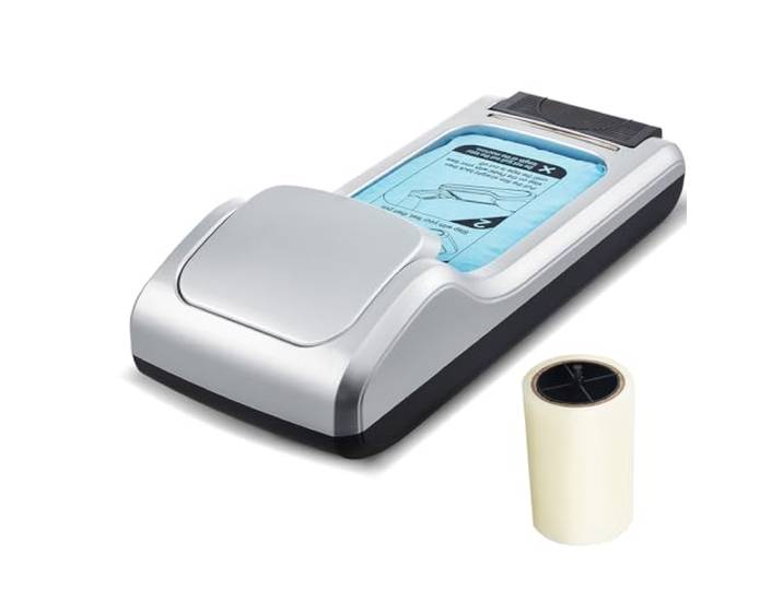 VEVOR Distributeur Automatique de Couvre-chaussures\, avec 1 Rouleau de 600 Pièces Membranes Jetables Antidérapantes\, Pointure Jusqu'à Taille US 11\, pour Maison\, Bureau\, Labo\, Usine\, Hôpital\, Argent