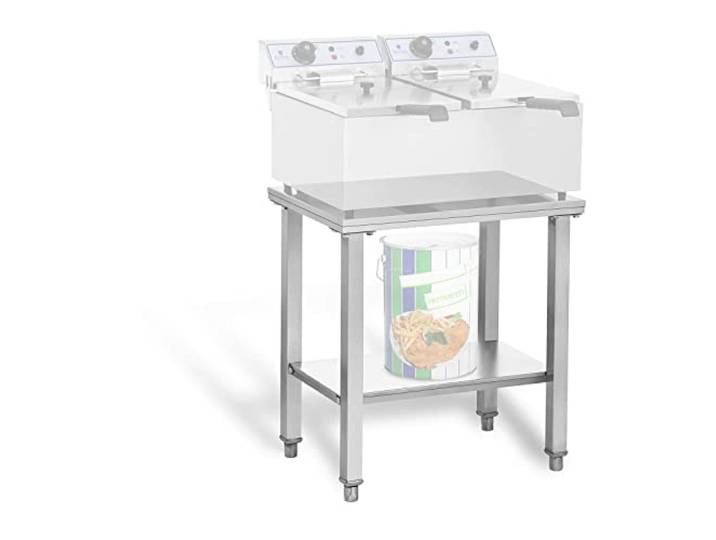 Royal Catering Etagere pour Friteuse Profesionnelle RCSF-15D (Plan de travail 62 x 42 cm\, Capacité de charge 150 kg\, 2 Niveaux) Acier Inox