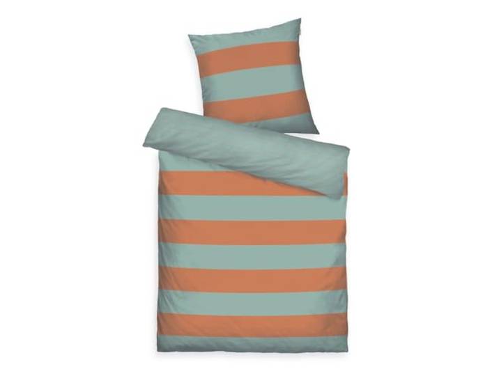 TOM TAILOR Housse de Couette\, 80x80 cm + 155x220 cm\, 100% Coton/renforcé\, avec motif réversible et zip de qualité coloré\, BOLD STRIPES Orange\, turquoise (Warm Coral & Fresh Sage)