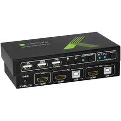 Techly KVM Switch, KVM Switch, Schwarz