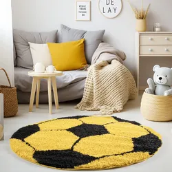 Kinderteppich MATREI, mit Fußball-Motiv, Gelb, Ø 120 cm
