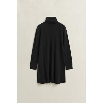 Midikleid GANT "SUPERFINE LAMBSWOOL", Damen, Gr. S, N-Gr, Langarm, Strick, schwarz, Strick, Obermaterial: 100% Wolle, A-Linie ca. Mitte Oberschenkel, Rippbündchen, Kleider Midikleid