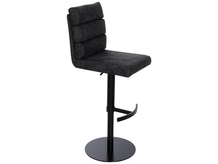 Novel Barhocker, Anthrazit, Metall, Bodenplatte, 42x90-117x58.5 cm, Stoffauswahl, Sitzfläche 360° drehbar, Esszimmer, Barmöbel, Barhocker