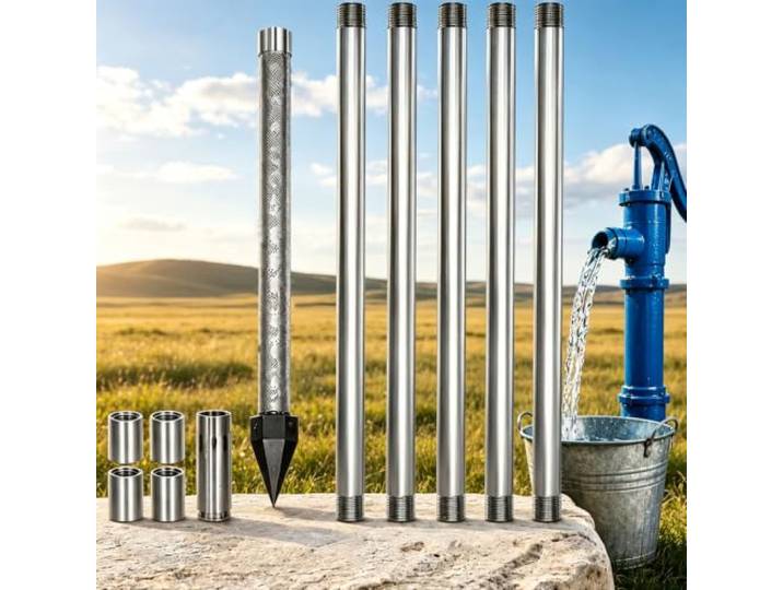 TozMvi Rammbrunnen-Set: 1 1/4-Zoll-Sandfilterbrunnen Aus Edelstahl Mit Verstärkter Gusseisenspitze Und 60-Mesh-Sieb; Robustes Werkzeug Für Flachbrunnen, Gartenbewässerung