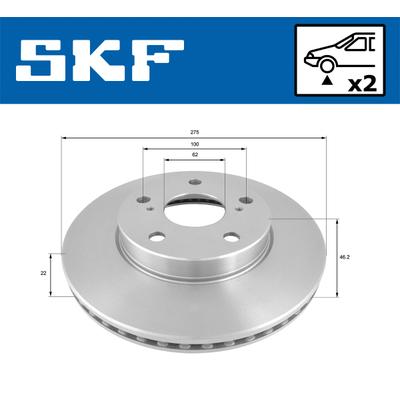 SKF Bremsscheibe VKBD 80694 V2 275mm 22mm für TOYOTA