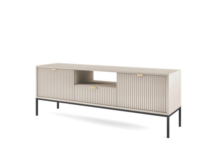 Komodee Lowboard TV Nanaimo Rtv1-2D1S Profilierte Fronten, Kaschmir, Metall, 154x56x39 cm, Wohnzimmer, TV Möbel, Lowboards, Lowboards stehend