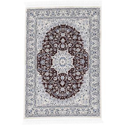Teppich CARPETFINE "Nain Diane, auch als Läufer", rot, B:120cm H:8mm L:170cm, Polyester, Polypropylen, Teppiche, Teppich, Kurzflor mit Fransen, Vintage Orient Look, Wohnzimmer