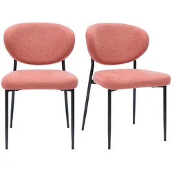 Stühle aus samtigem Textur-Terrakotta-Stoff und schwarzem Metall (2er-Set) BREKA
